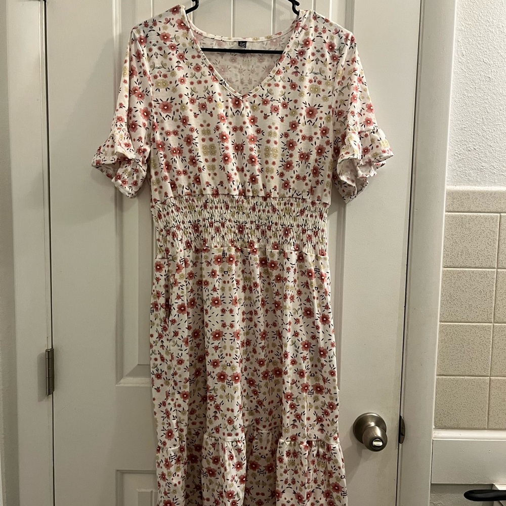 Floral Print V-Neck Dress